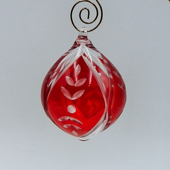 Lenox Crimson Splendor Crystal Red Clear Cut Christmas Ornament - Picture 1 of 8